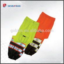 Hi Vis Safety Reflective Work Cool Pants Pantalones, Orange Yellow Pants 2 bandas reflectantes EN471 con bolsillos